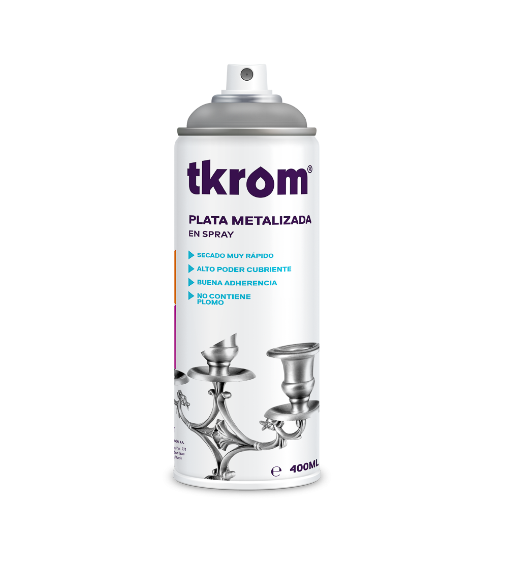 SPRAY TKROM PLATA METALIZADO 400ML